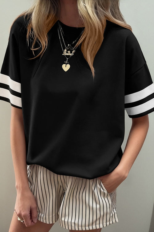 Varsity Stripe Crew Neck Short Sleeve T-Shirt